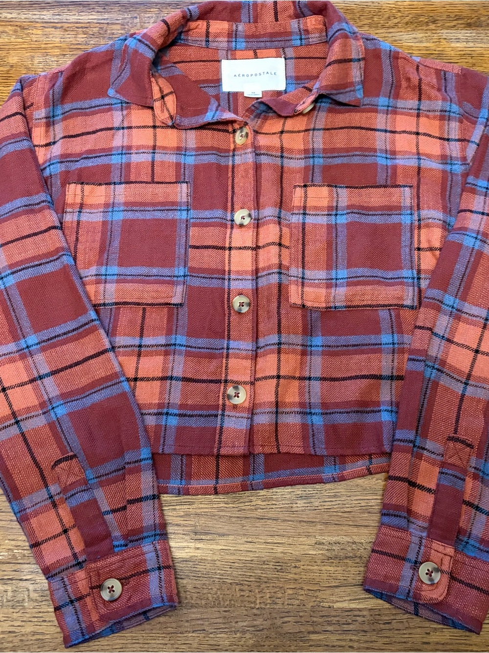 Women's Aeropostale Plaid Button-Down Cropped Flannel - Size XS